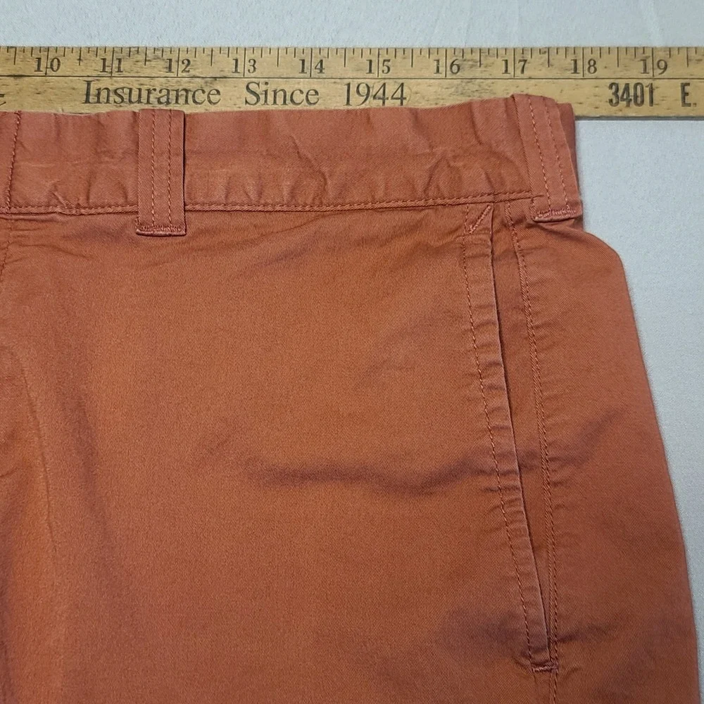 J.Crew Re-Imagined Chino Shorts Mens 36 Rust Orange Stretch Cotton Casual Summer